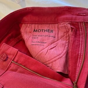 MOTHER Vibrant Red Hustler Ankle Jeans